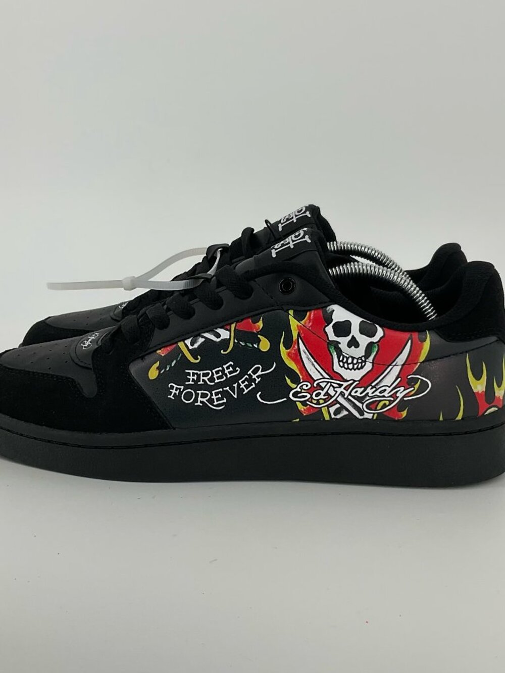 Ed Hardy Free Forever Skull Flame Sneakers Men’s 10.5 Black Y2K